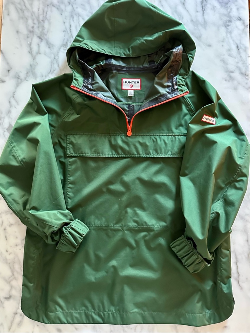 Target X Hunter Green Rain Jacket with Orange Trim